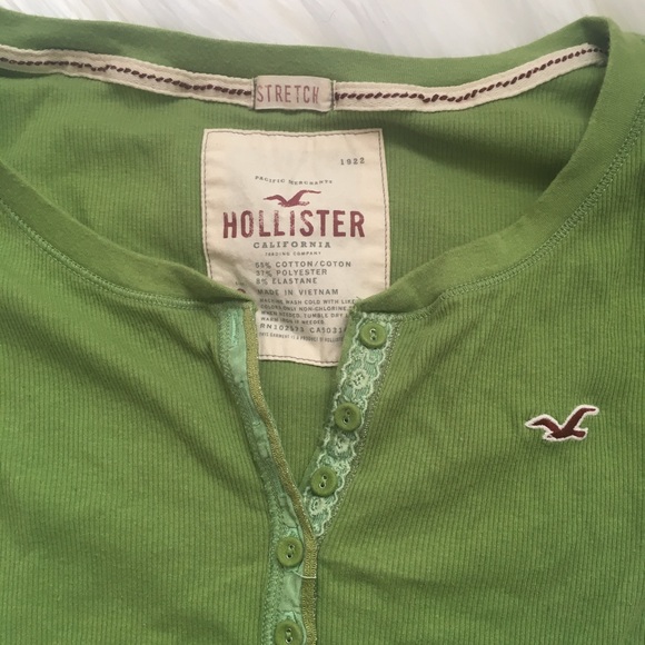 Long Sleeve Hollister Green Henley 